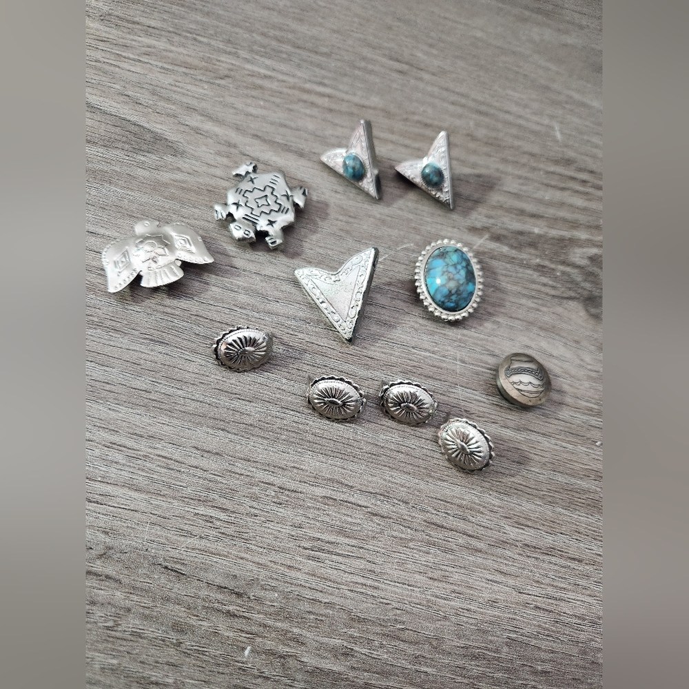 Vintage Southwestern Turquoise Button Covers Lot Boho Concho